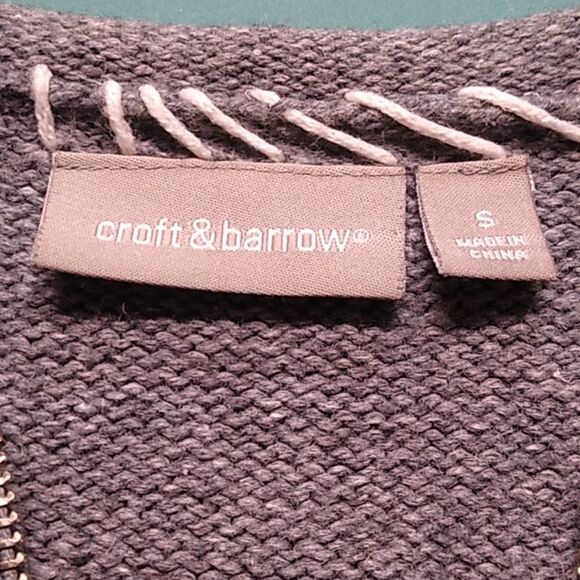 Croft & Barrow Women's Sm Cardinal Design Zipper Front Long Sleeve Sweater - Picture 2 of 9